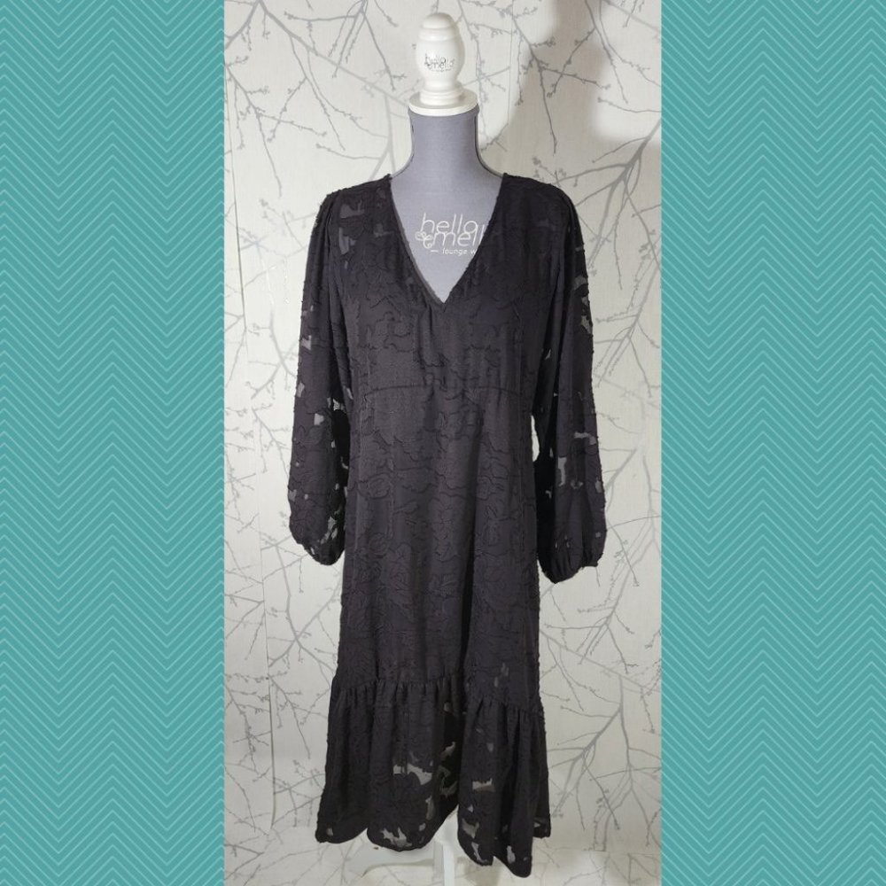 Sun & Shadow Dark Purple Sheer Jacquard Overlay Midi Witch Dress